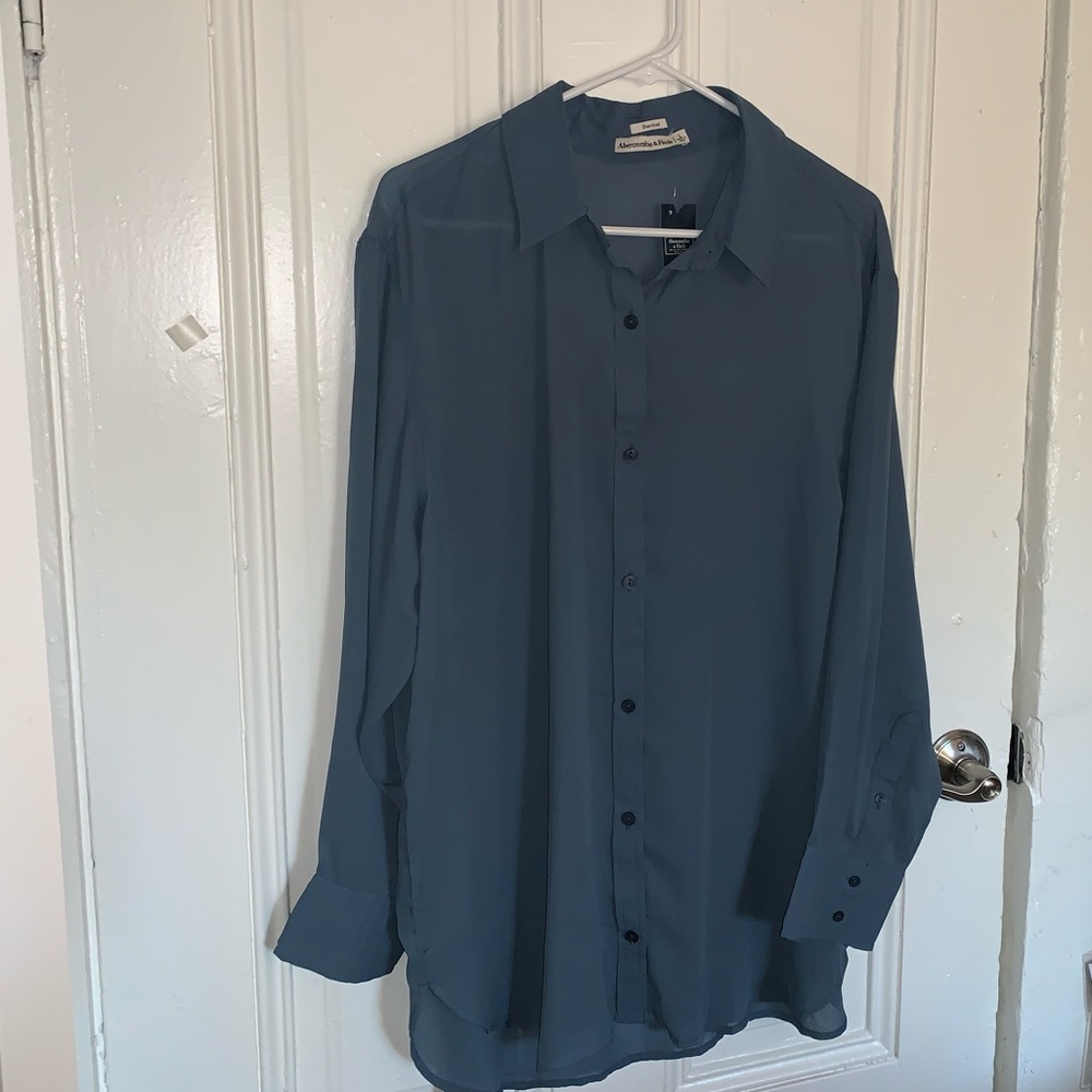 Abercrombie & Fitch Sheer Long Sleeve Button Up